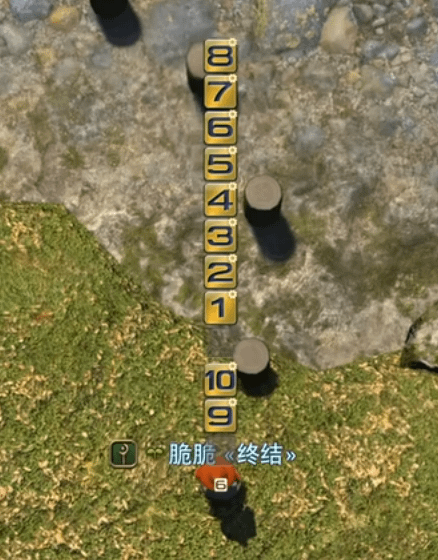 Calibrated hotbar overlay lined up with the stakes, ready to use